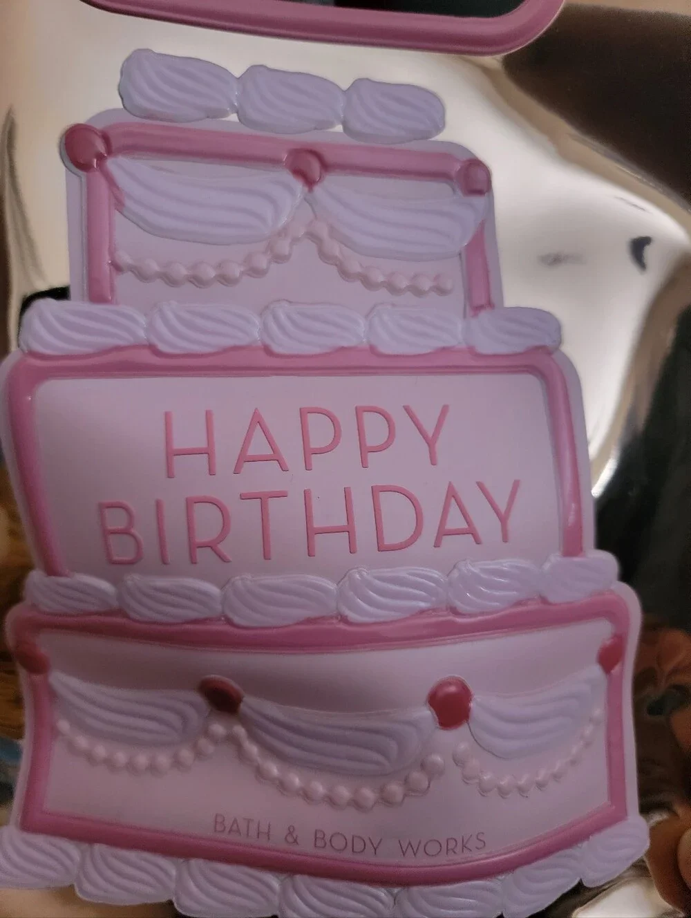 Bath & Body Works Rose Gold Birthday Gift Bag with Pink Cake Accent